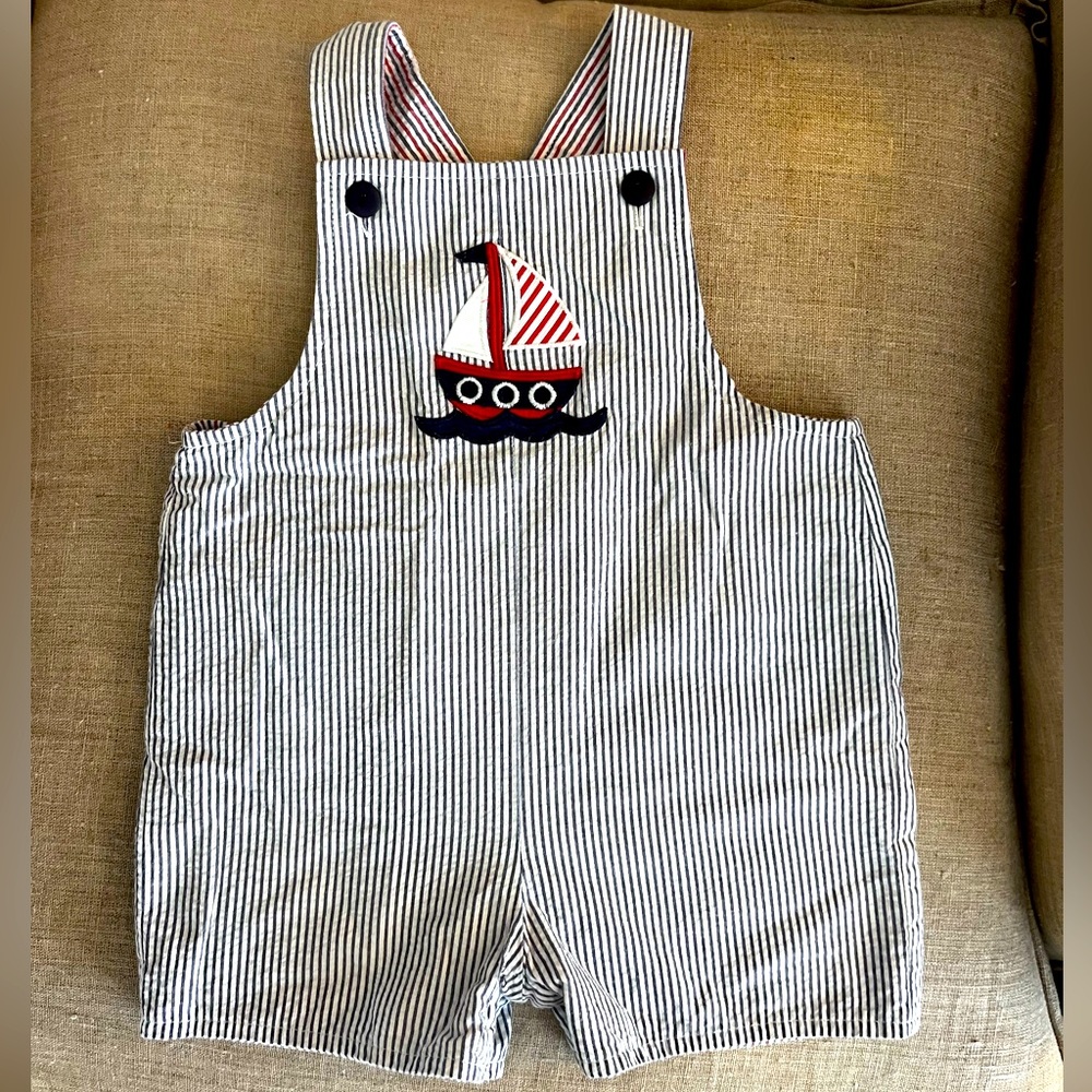 Florence Eisman Toddler Boy Shortall Romper with Sailboat Accent